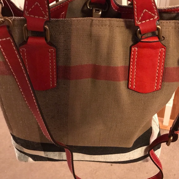AUTHENTIC BURBERRY CANVAS/LINEN TOTE - Picture 2 of 8